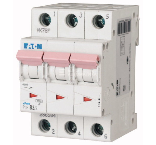 Автоматичний вимикач Eaton PL6-B2/3 6 kA