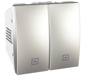 Вимикач кнопковий 2-модульний, 2-кл "Жалюзі" нажимний Schneider Electric Unica MGU3.207.30