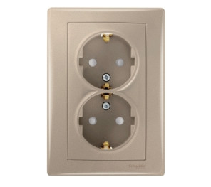 Розетка подвійна З/З і шторками Schneider Electric Sedna SDN3000468