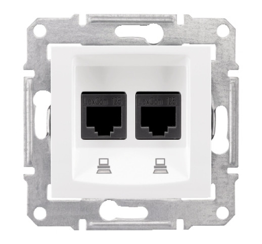 Розетка RJ45 комп'ютерна подвійна кат. 5Е Schneider Electric Sedna SDN4400121
