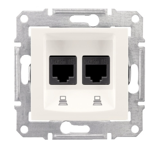 Розетка RJ45 комп'ютерна подвійна кат. 5Е Schneider Electric Sedna SDN4400123