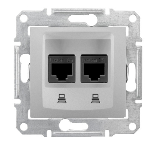 Розетка RJ45 комп'ютерна подвійна кат. 5Е Schneider Electric Sedna SDN4400160