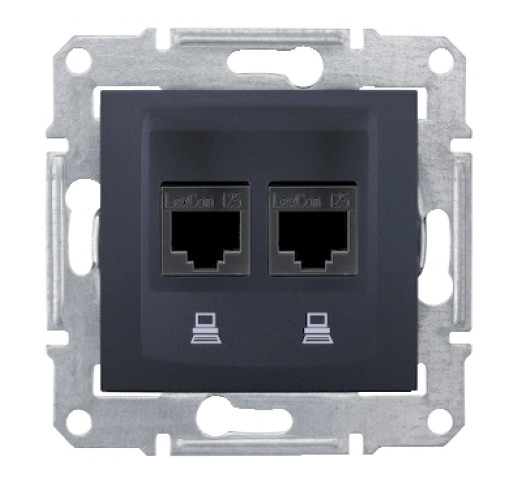 Розетка RJ45 комп'ютерна подвійна кат. 5Е Schneider Electric Sedna SDN4400170